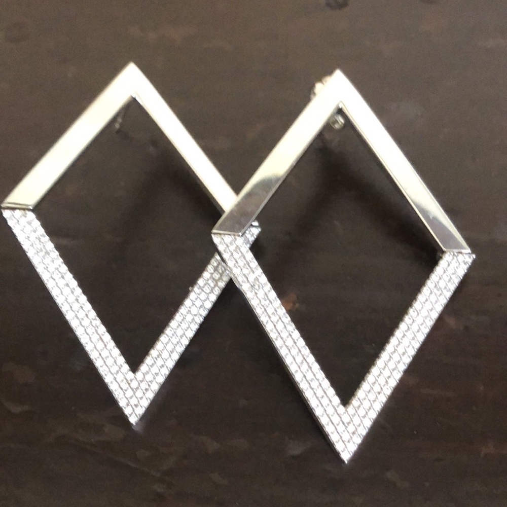 Silver and clear pave Nikho Rey earrings